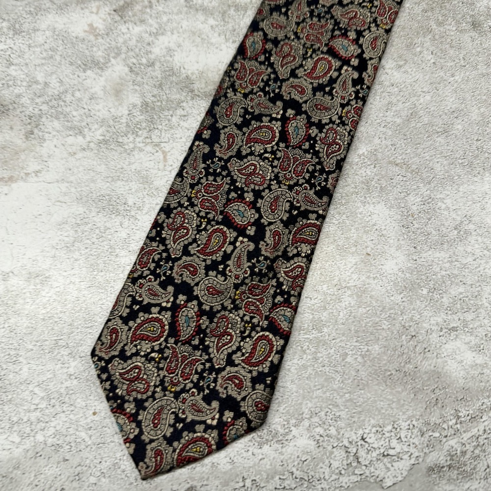 Polo By Ralph Lauren 100% Silk Tie Mens One Size Black Paisley Made In USA